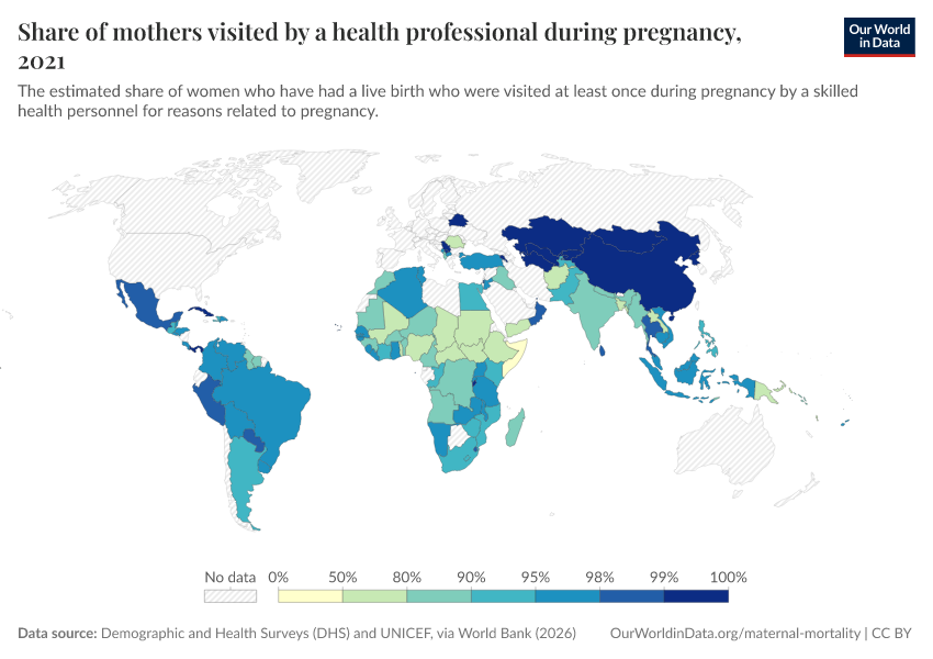 A thumbnail of the "Share of mothers visited by a health professional during pregnancy" chart